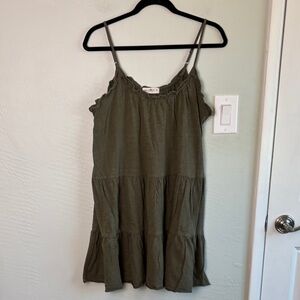 2 for 30! NATURAL LIFE Olive Green Ruffled Neck Tank Dress M
